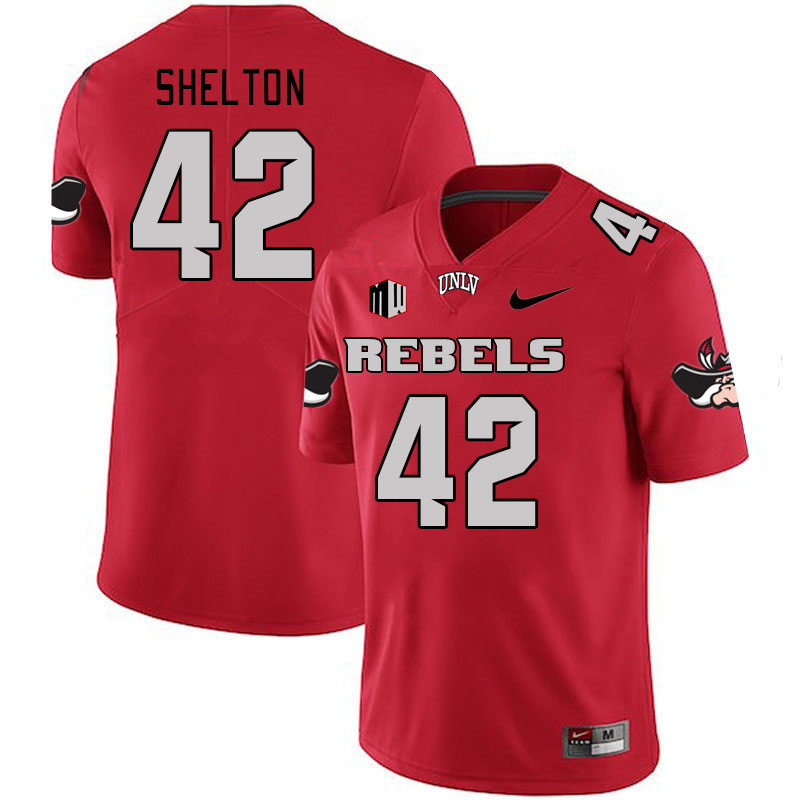 Men #42 Elijah Shelton UNLV Rebels 2023 College Football Jerseys Stitched-Scarlet